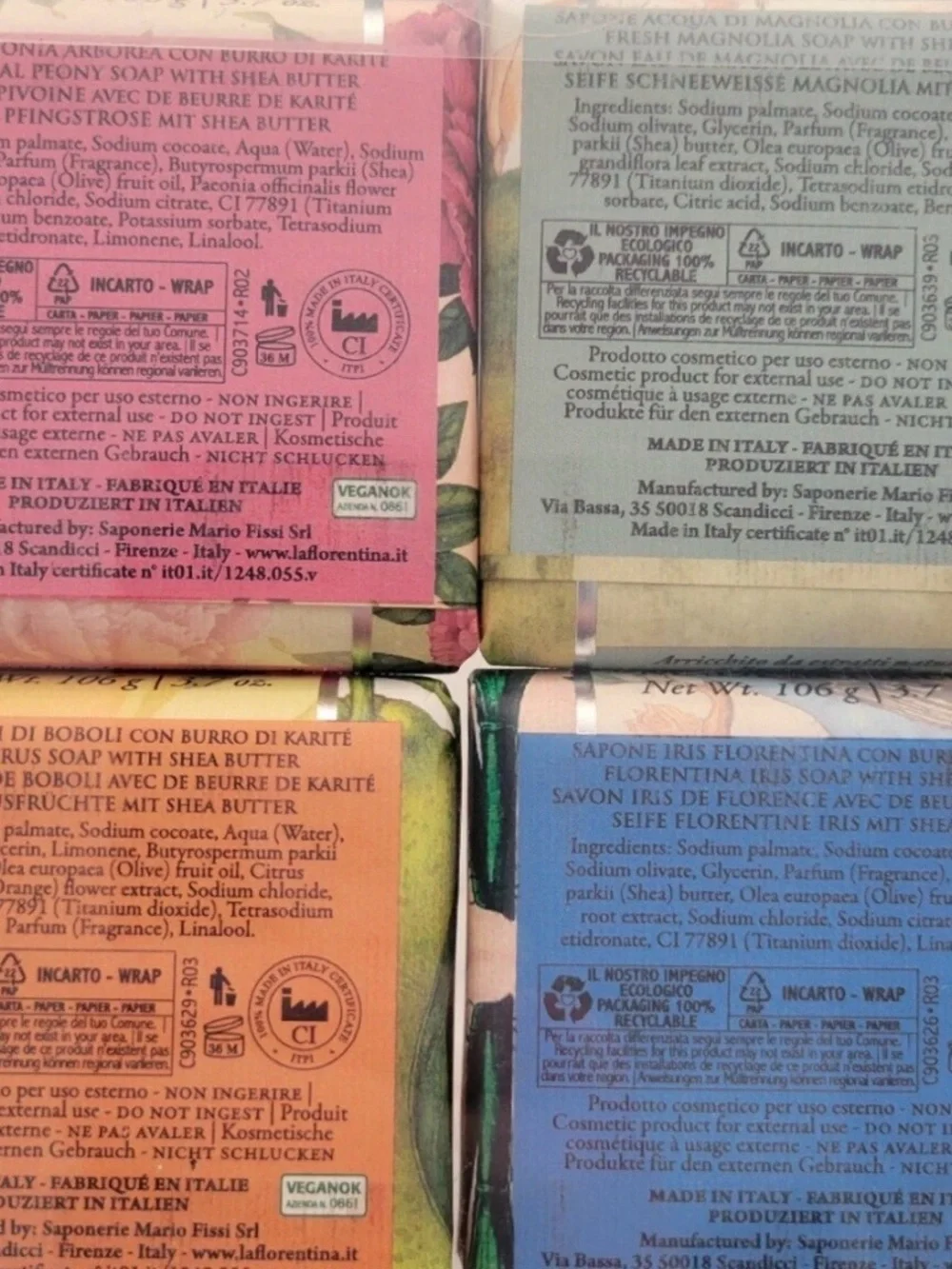 La Florentina Luxury Italian Soap Collection Gift Set 6 x 3.7 Oz Bars Lavender